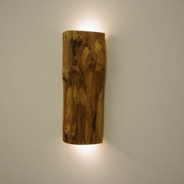 Wooden wall lamp chestnut wood, bottom and top shine